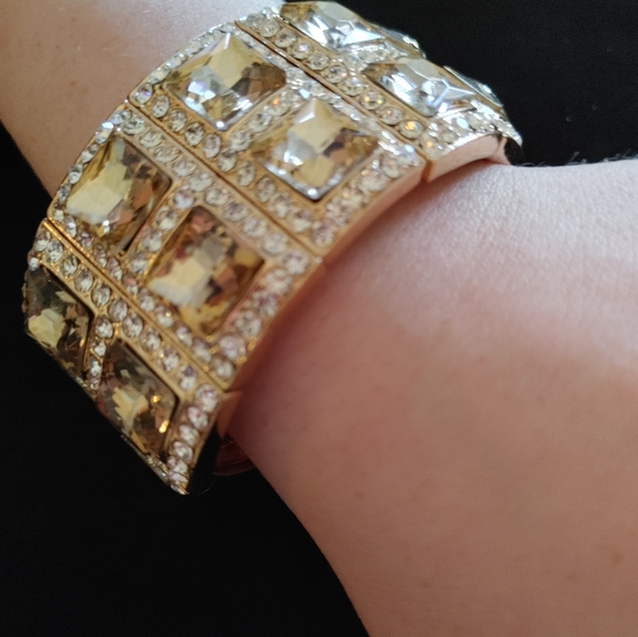 Citrine Square Cut Rhinestone Stretchy Bracelet💛 - Picture 5 of 5
